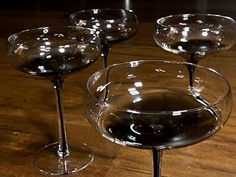 Aroma360 Hotel Collection Smoke Stem Champagne Glasses | Smoky Black Champagne and Coupe Flutes t... | Amazon (US)