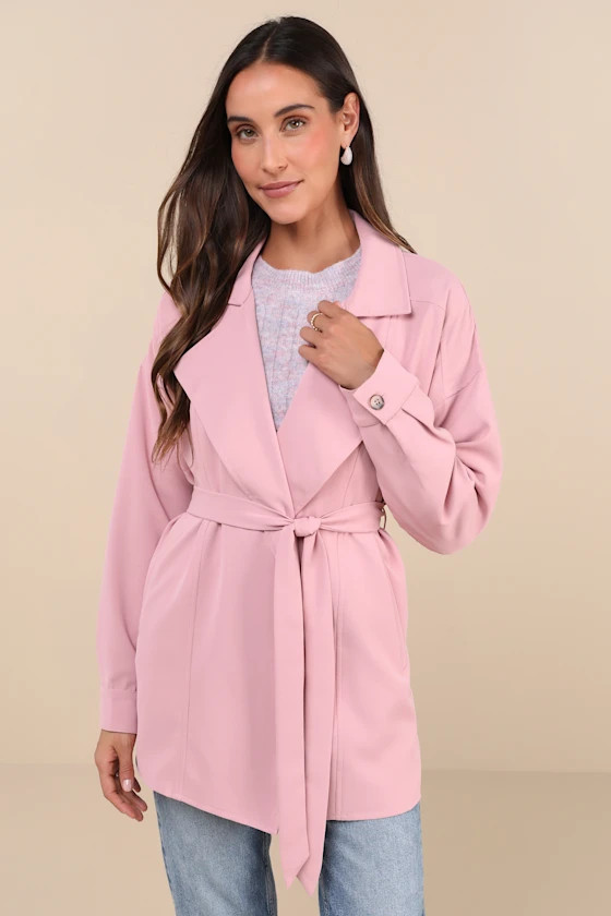 Wondrous Season Pink Short Belted Trench Coat | Lulus