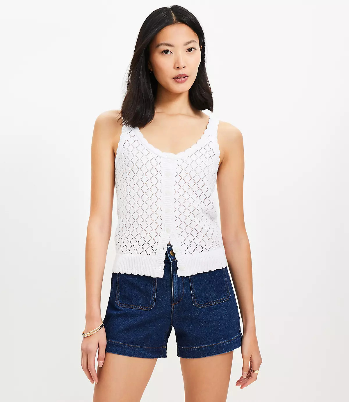 Crochet Button Sweater Tank Top | LOFT