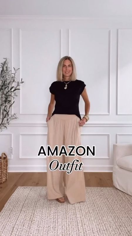 ⭐️ Amazon outfit - I Love everything about this outfit! Wide leg pants are so comfy and have pockets! Top is silky soft with cap sleeves. Wearing a small in both. My new favorite Target sandals are currently on sale! 🙌 Bag is also Amazon 

Outfit ideas 



#LTKSaleAlert #LTKFindsUnder50 #LTKVideo
