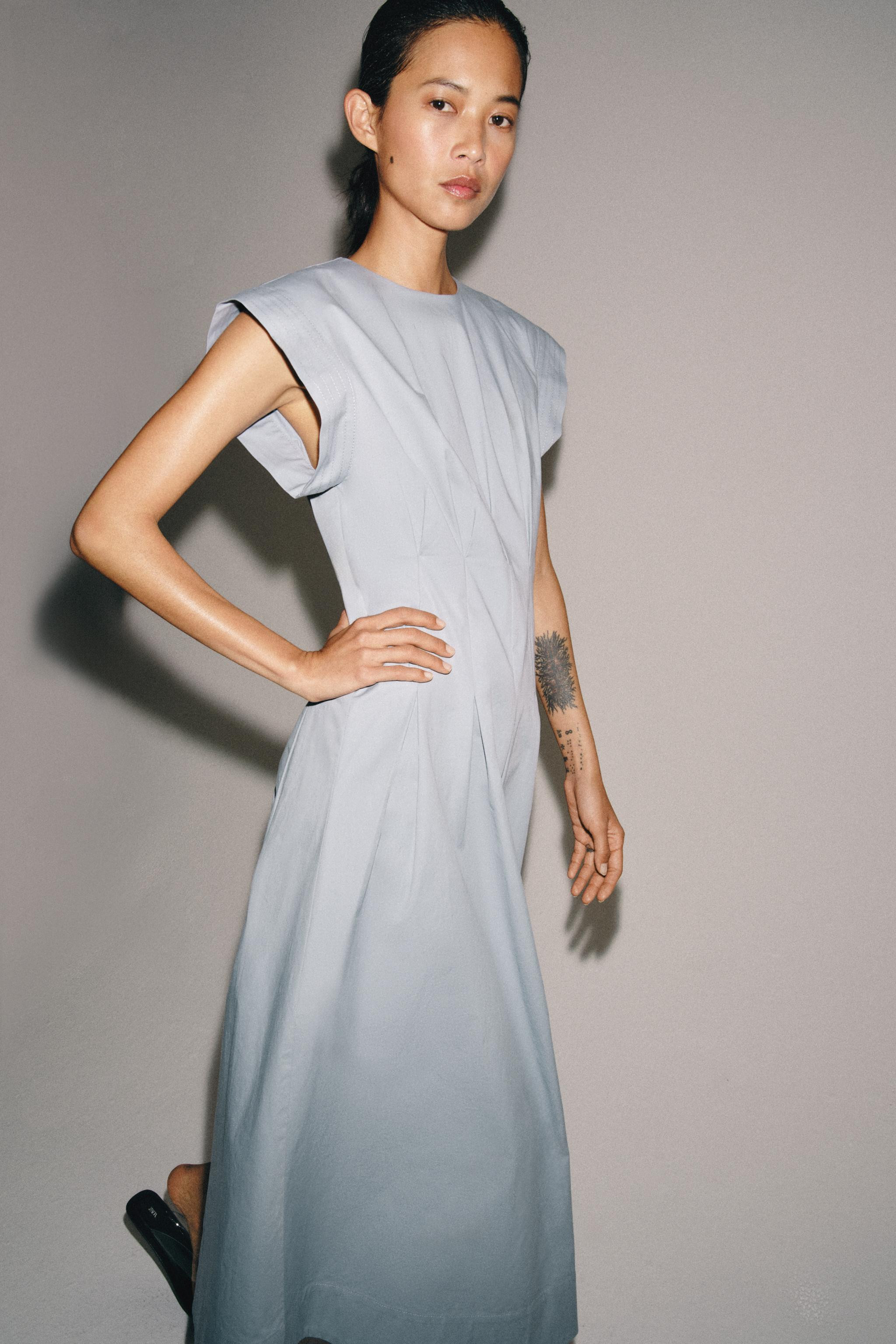 ZW COLLECTION POPLIN PLEATED DRESS | Zara UK