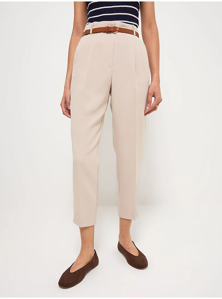 Beige Belted Tapered Trousers | George