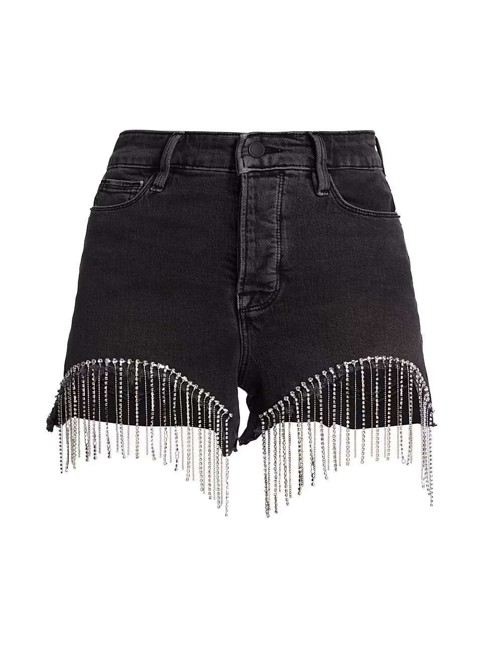 Bombshell Crystal-Fringe Denim Shorts | Saks Fifth Avenue