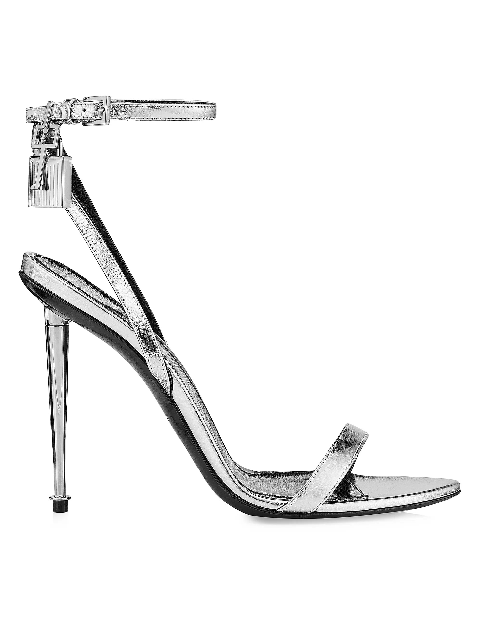 Padlock 105 Metallic Leather Point-Toe Ankle-Strap Sandals | Saks Fifth Avenue