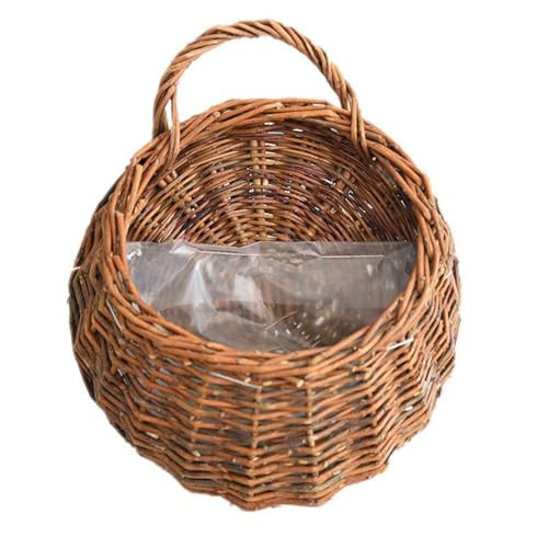 QRZLP Wall Hanging Flower Basket, Handmade Wicker Hanging Basket for Plant Wall Mount Rattan Chlorophytum Comosum Hanging Basket for Front Door, Home, Garden. (M) | Amazon (US)