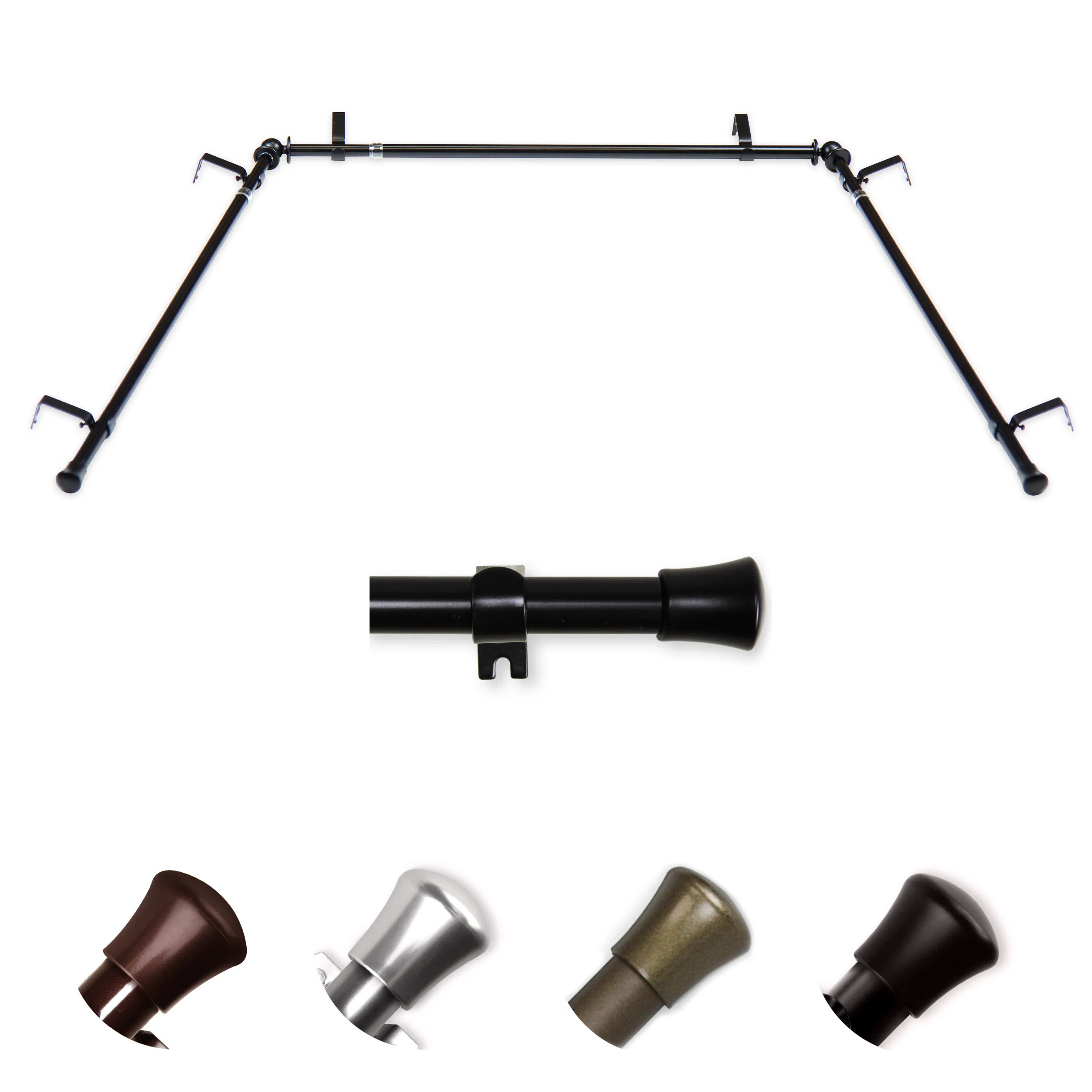 Leavy Steel Adjustable Bay Window Single Curtain Rod | Wayfair North America