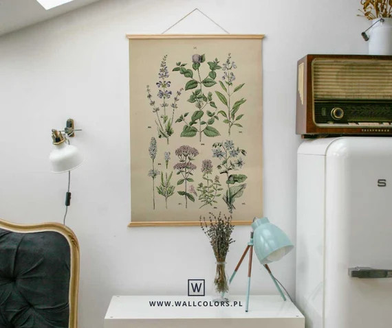 Botanical poster, small wildflowers, old illustration, kitchen print, rustic decor, wooden frame | Etsy (US)