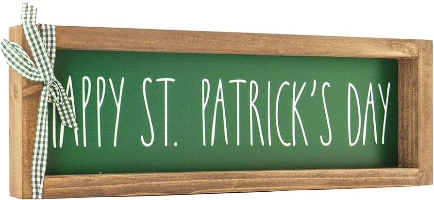 Happy St Patricks Day Sign Wooden Centerpieces Tables Decorations Wall Office Desk Top Shelf Mant... | Amazon (US)