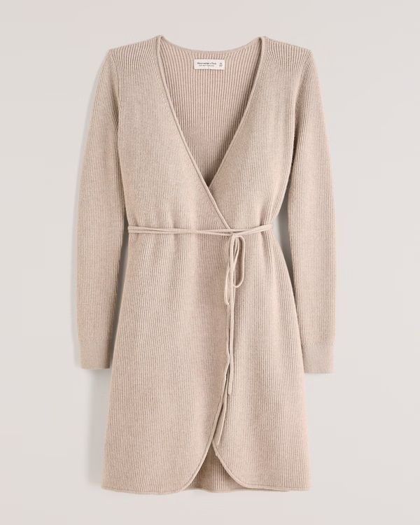 Long-Sleeve Wrap Mini Sweater Dress | Abercrombie & Fitch (US)