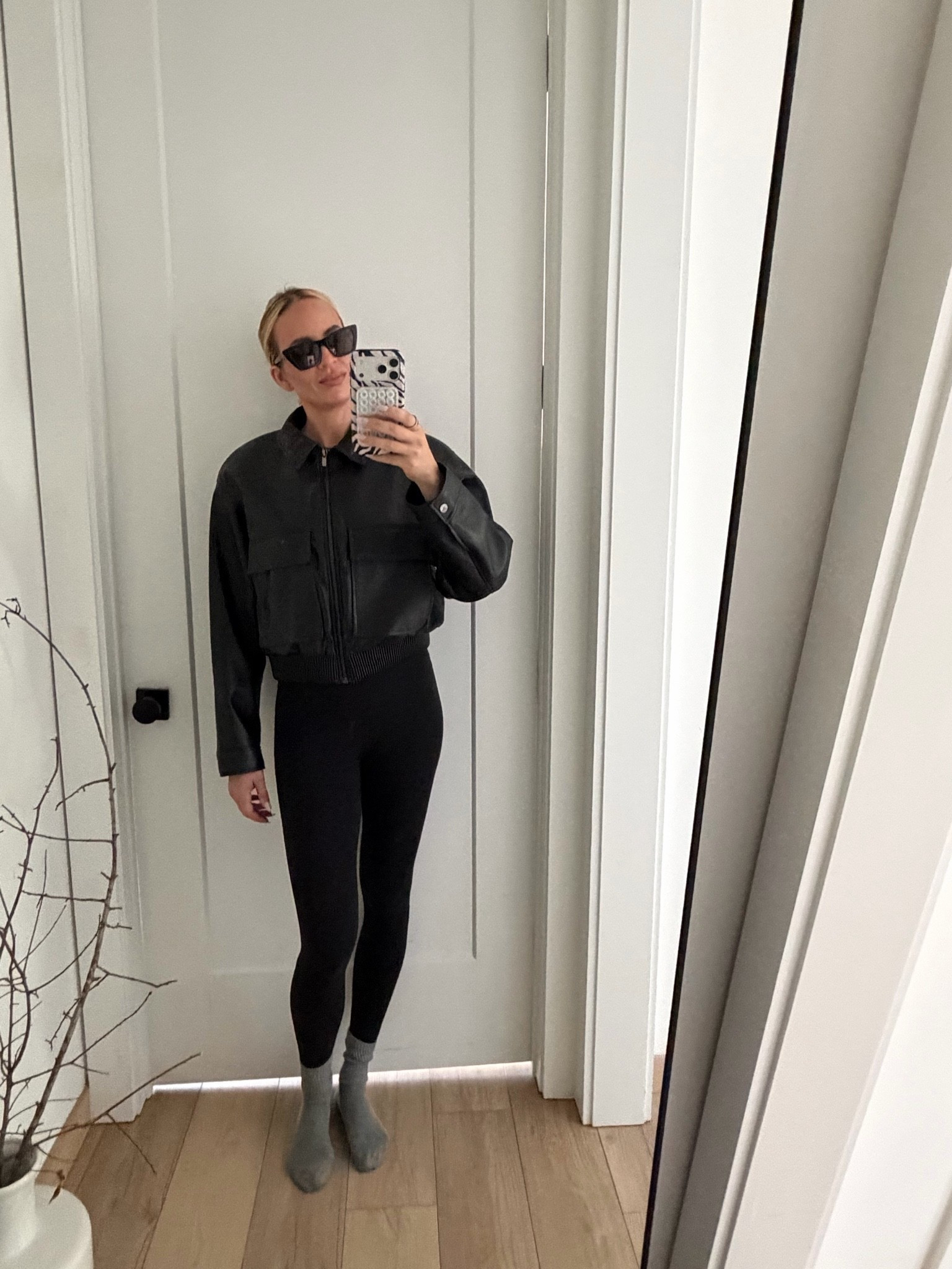 Apparently, I’m on a ZARA kick. I bought this jacket right away when I saw the shoulder pads. I’m wearing a large. It runs a little small. Wearing an extra small in the leggings. ￼

#LTKfitnessgoals #LTKootd #LTKOver40