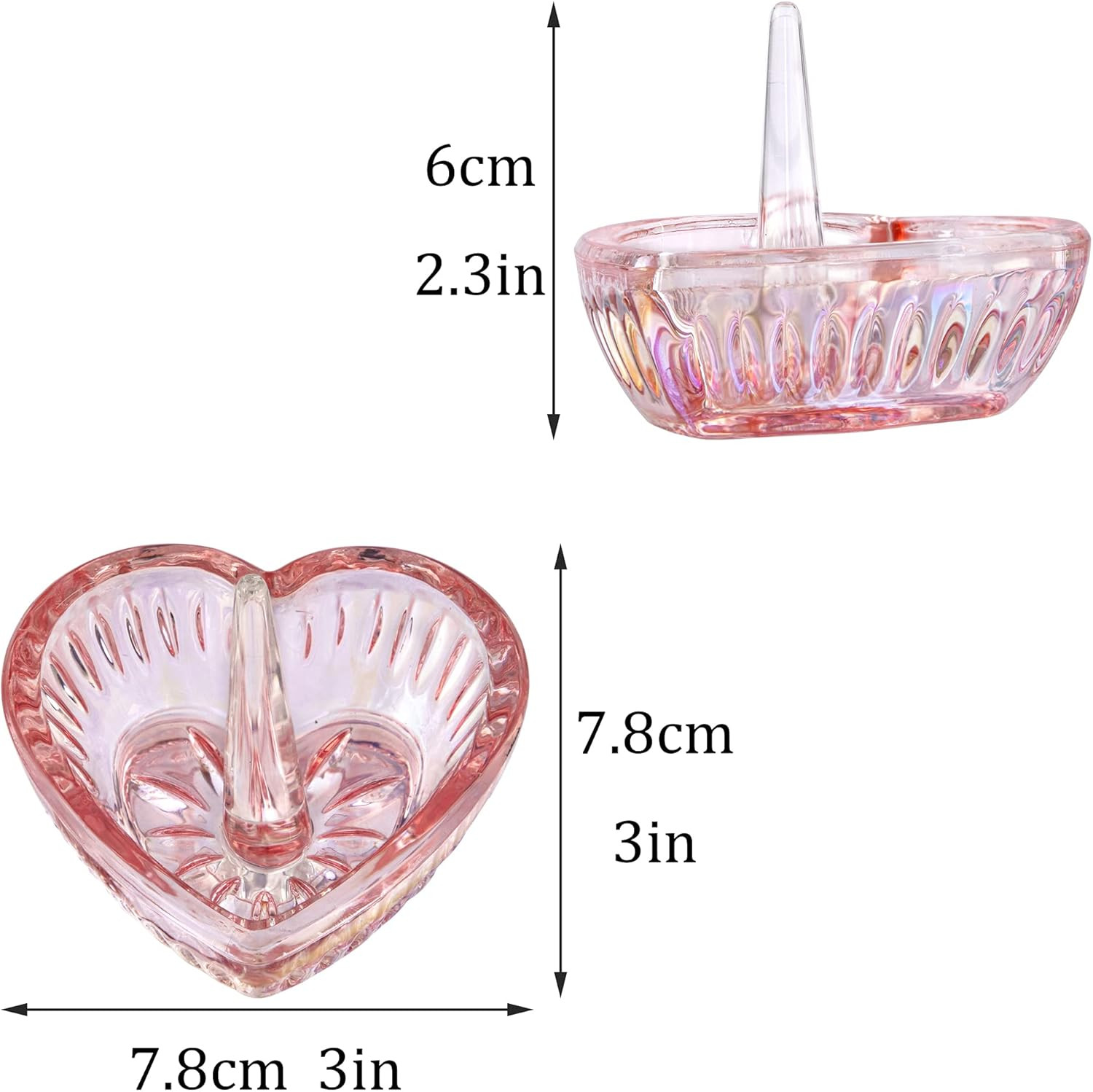 Crystal Glass Heart Ring Holder Dish (AB color-pink) | Amazon (US)