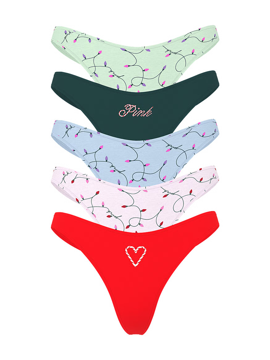 Buy 5-Pack Cotton Thong Panties, Holiday Lights Pack - Order Panties online - Victoria's Secret U... | Victoria's Secret (US / CA )