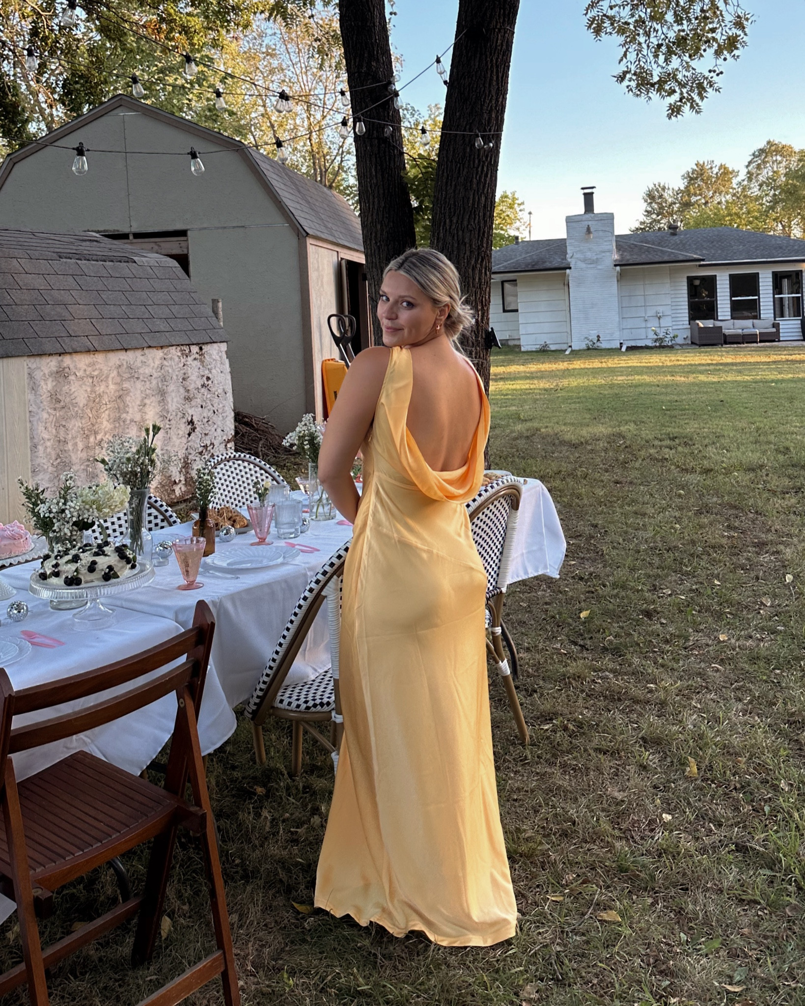 nadia maxi satin dress with back cowl - lemon Meshki | Dresses | Nadia Maxi Satin Yellow Dress