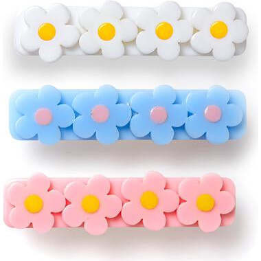 Triple Flower Pastel Colors Hair Clips | Maisonette
