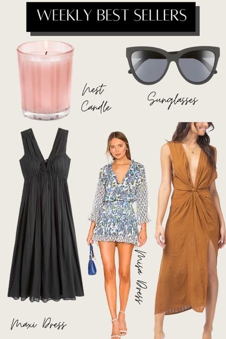 Weekly favorites🤍 Nest candle, sunglasses, black midi dress, Misa dress, and coverup. 

#LTKstyletip #LTKFind #LTKSeasonal