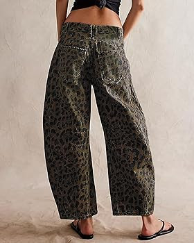 CHARTOU Women's Wide Leg Cropped Baggy Y2k Mid Rise Jeans - Boyfriend Harem Denim Pants | Amazon (US)