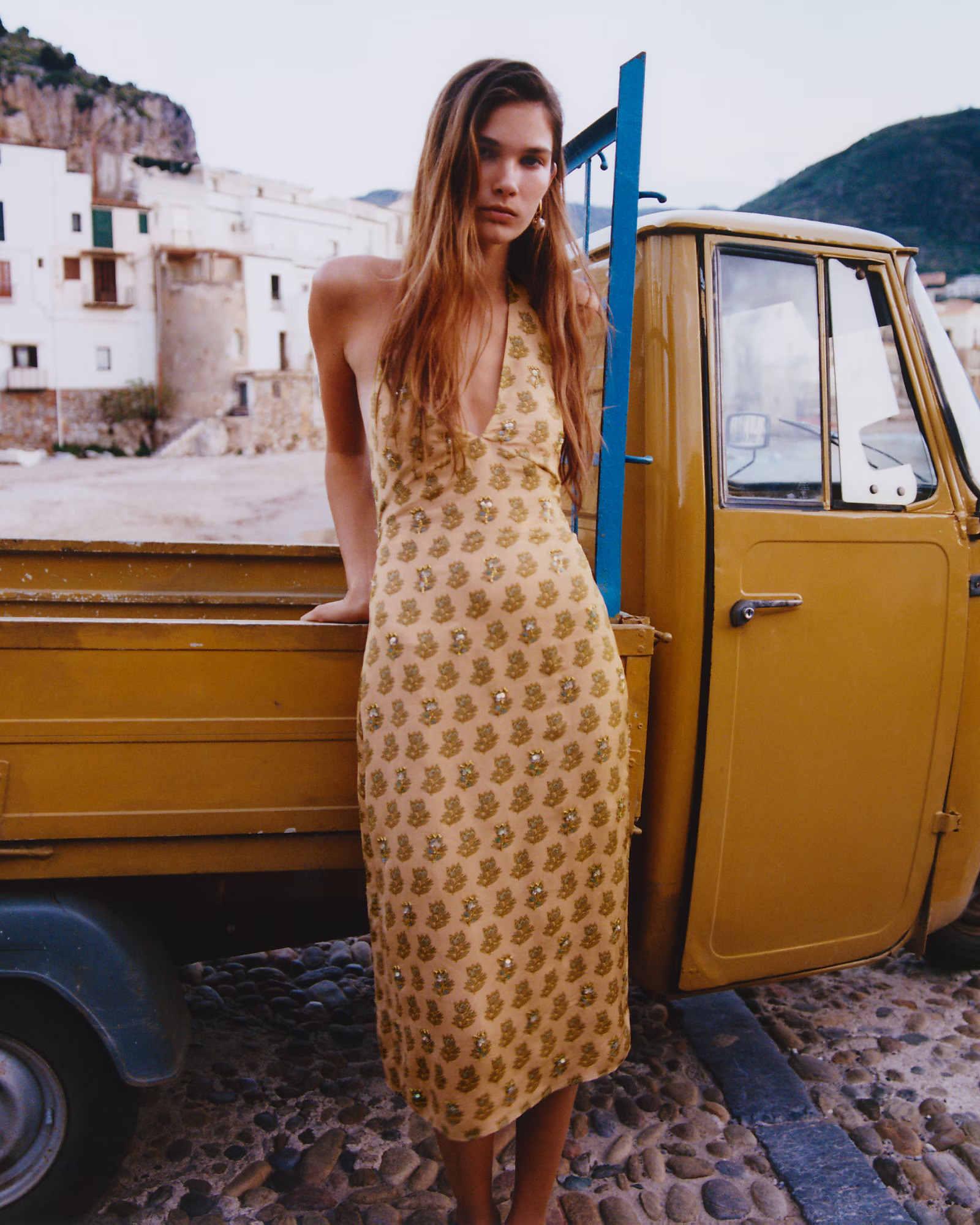 Collection embellished halter dress in tonal tulip block print | J. Crew US