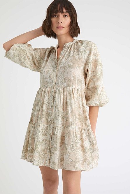 Print Linen Mini Dress | Witchery