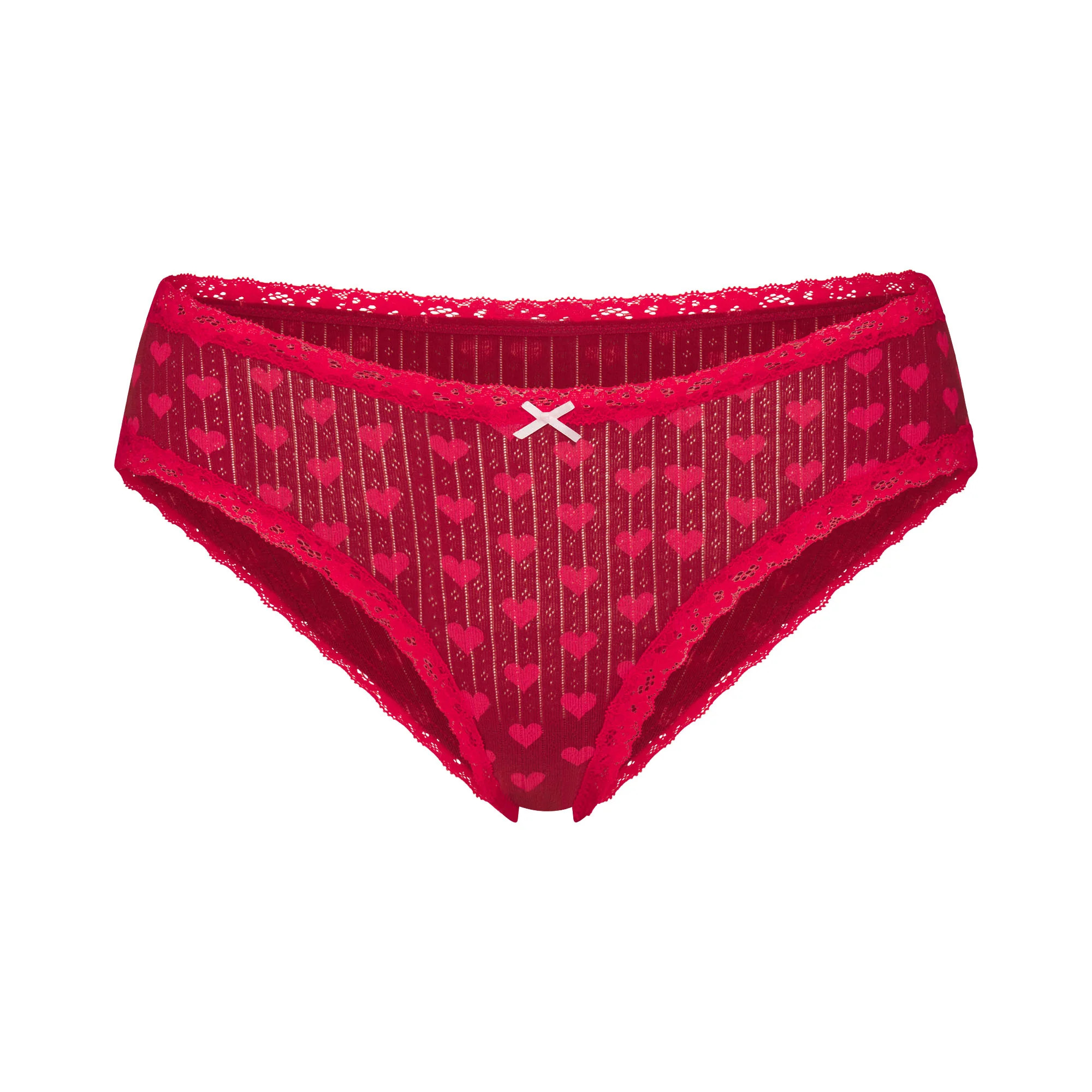 LIGHTWEIGHT COTTON POINTELLE LACE BRIEF | BRICK HEART HALFDROP | SKIMS | SKIMS (US)