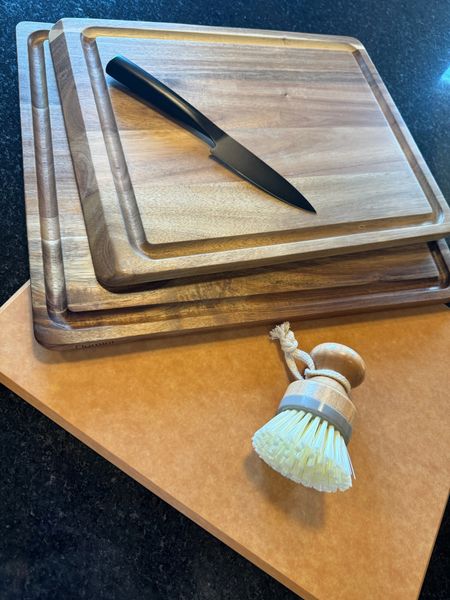 Recent purchases for my cabin that I am loving! These cutting boards are so pretty, sturdy and easy to clean. This dish scrubber is like magic. Highly recommend these household items! 

#LTKFamily #LTKGiftGuide #LTKHome