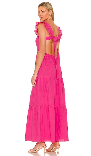 x REVOLVE Peaches Linen Dress in Hot Pink Vacation Dress Pink Beach Dress Spring Maxi Dress Outfit | Revolve Clothing (Global)