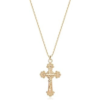 Amazon Essentials 18k Gold Plated Sterling Silver Two Tone Celtic Cross Pendant Necklace, 18" , (... | Amazon (US)