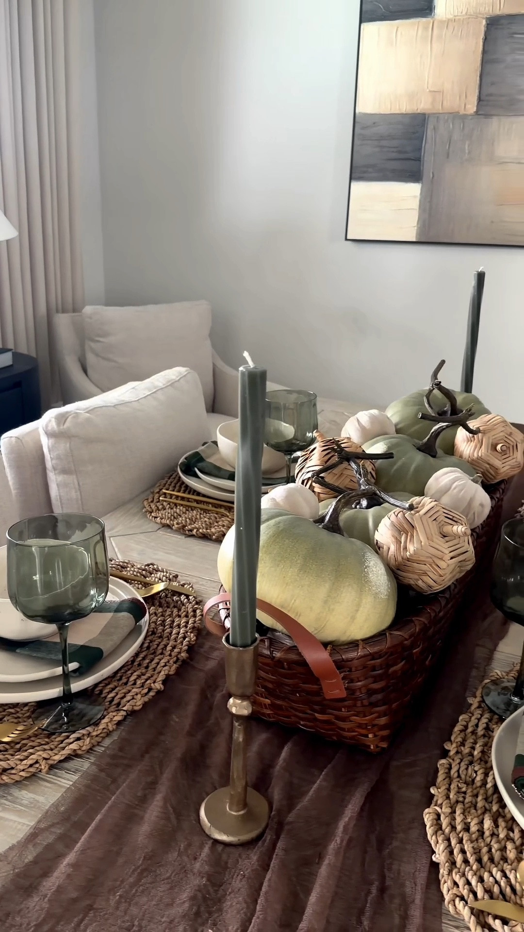 Fall Tablescape 
Basket, pumpkins, dinnerware, flatware, stemware, napkins, placemats, transitional home, modern decor, amazon find, amazon home, target home decor, mcgee and co, studio mcgee, amazon must have, pottery. barn, Walmart finds, affordable decor, home styling, budget friendly, accessories, neutral decor, home finds, buy new arrival, coming soon, sale alert, high end look for less, Amazon favorites, Target finds, cozy, modern, earthy, transitional, luxe, romantic, home decor, budget friendly decor, moody vibes #target

Comment SHOP below to receive a DM with the link to this post on my LTK ⬇ https://liketk.it/6prHG