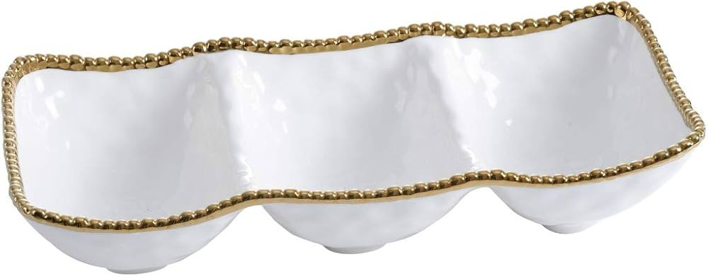 Pampa Bay Porcelain with Titanium Finish 3-Section Serving Tray Platter (Gold) | Amazon (US)