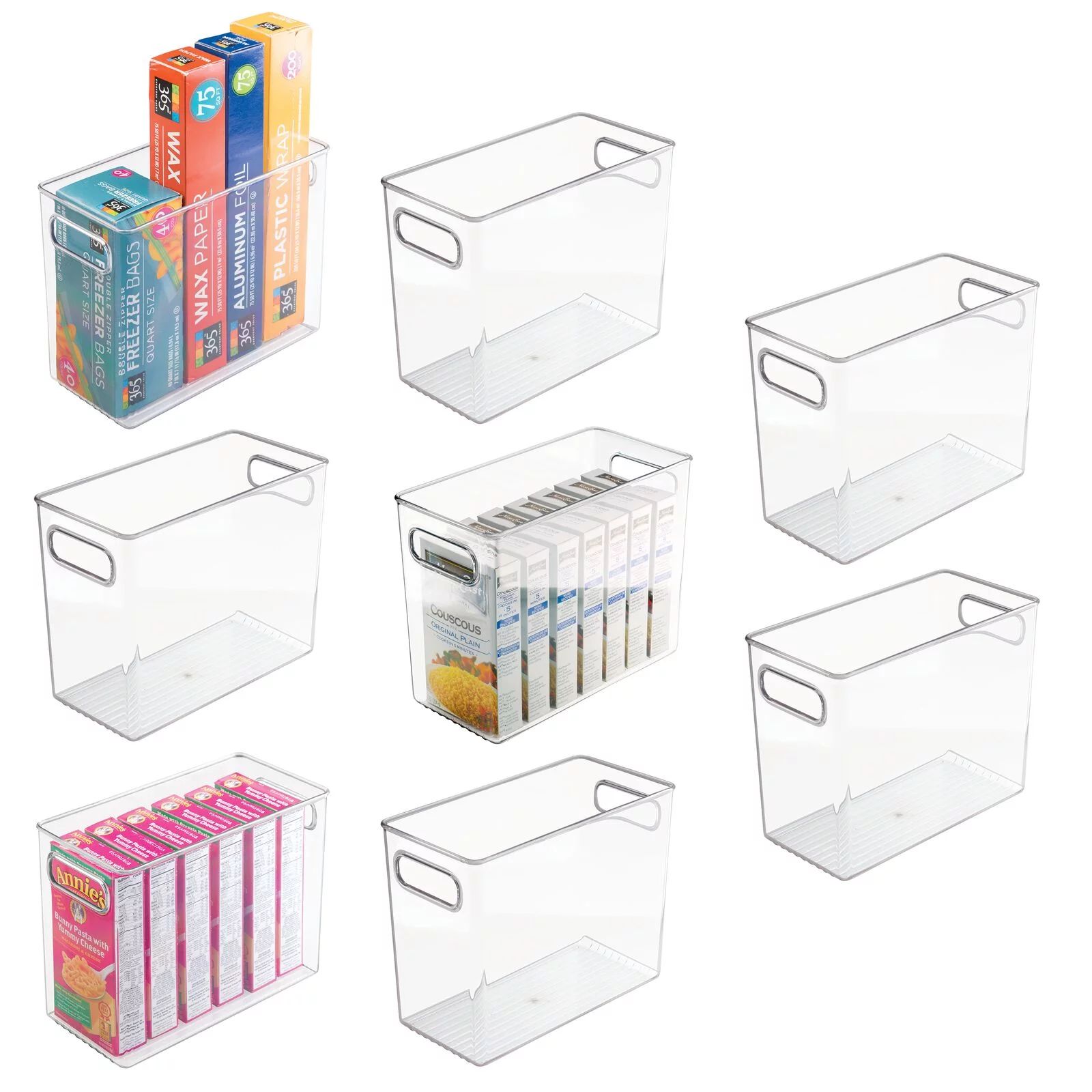 mDesign Tall Plastic Kitchen Storage Organizer Bin with Handles , 8 Pack, Clear | Walmart (US)