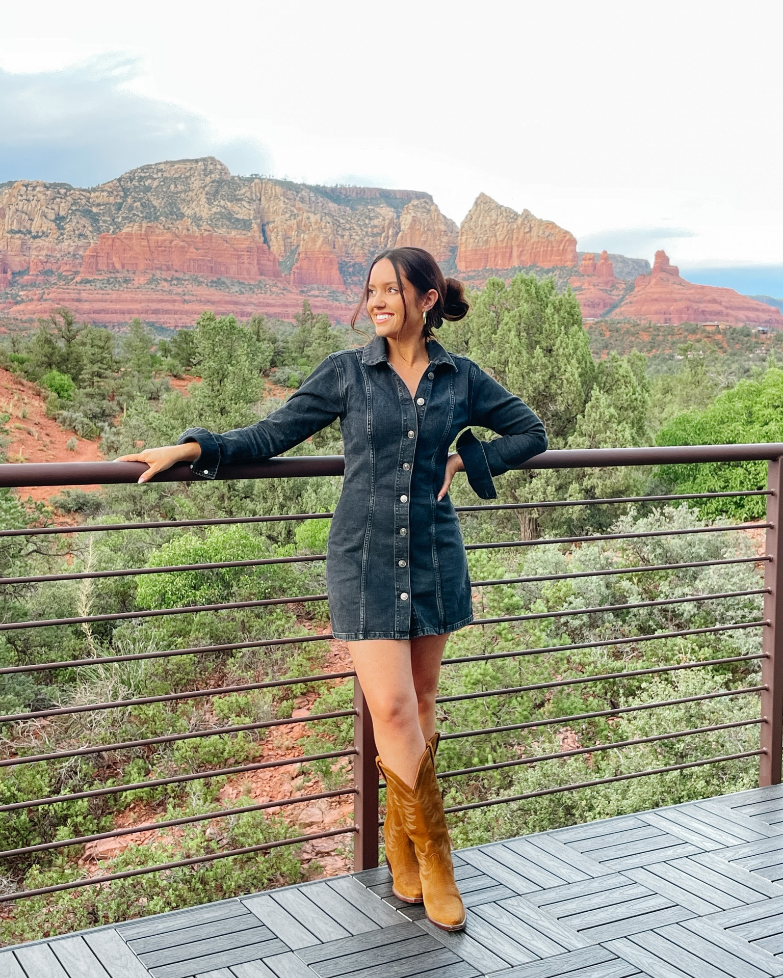denim dress in fall Blue Denim Embroidered Belted Half Sleeve Midi Dress main image 1