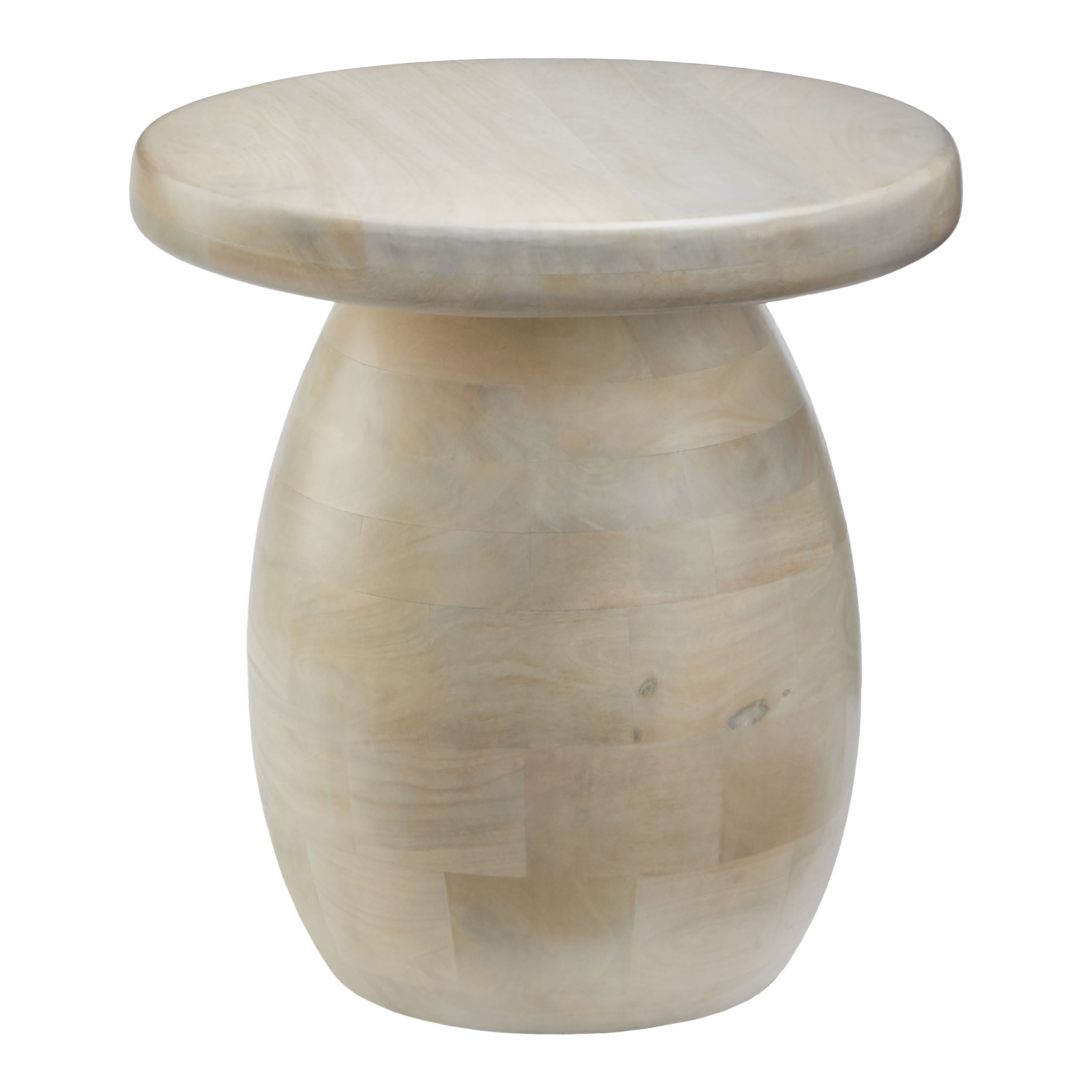 Milson Round Whitewash Mango Wood End Table | World Market