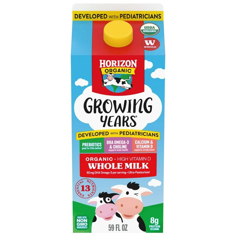 Horizon Organic Growing Years Organic Whole Milk, 59 fl oz Carton | Walmart (US)
