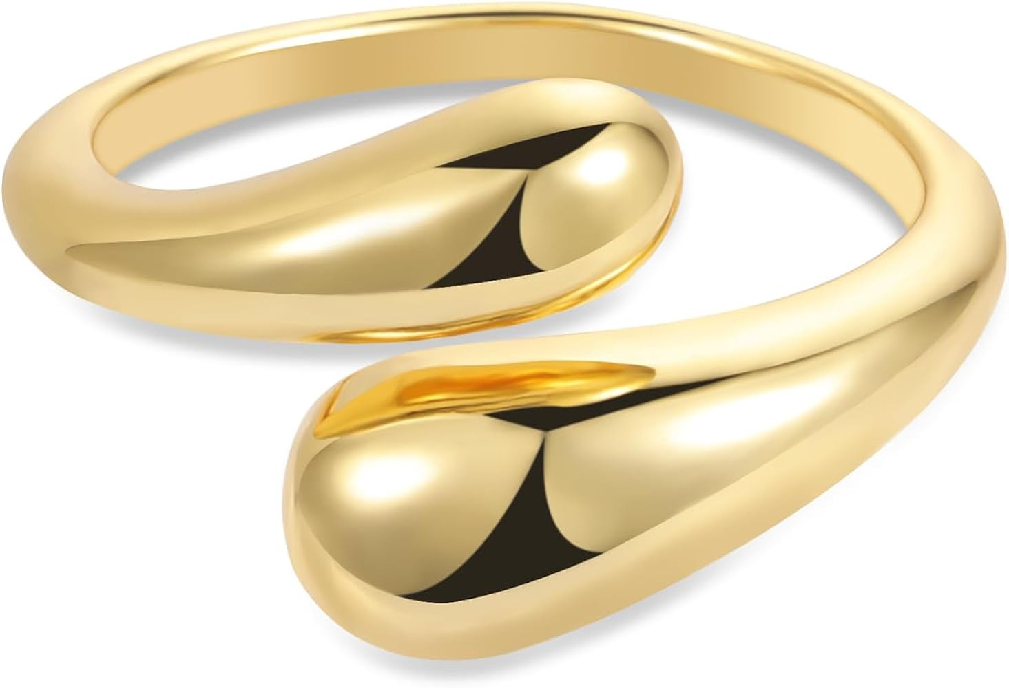 ALEXCRAFT Sterling Silver Rings for Women, 14K Goldplated Large Chunky Thick Teardrop Waterdrop R... | Amazon (US)