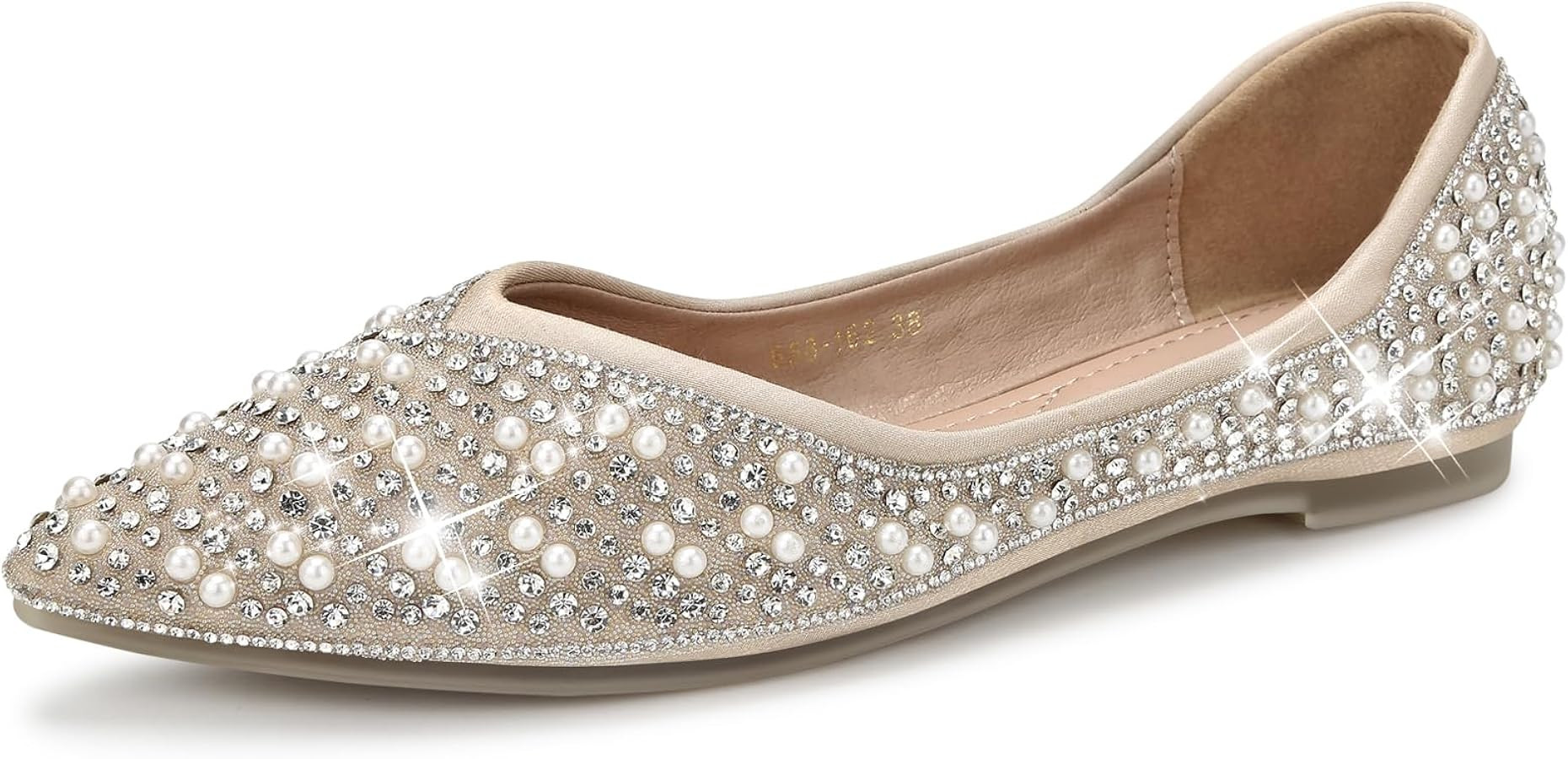 Dressy Flats Shoes for Women Comfortable Wedding Flats Rhinestone Fancy Ballet Flats Pointy Toe F... | Amazon (US)