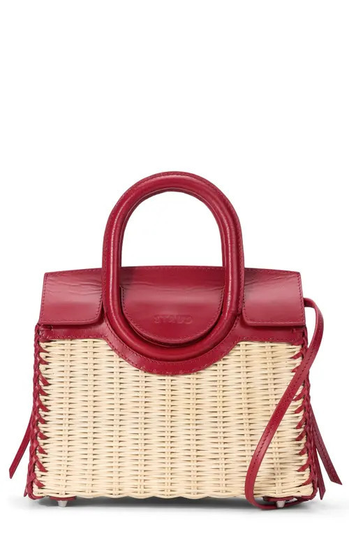 STAUD Mini Maude Wicker Top Handle Bag in Natural/rouge at Nordstrom | Nordstrom
