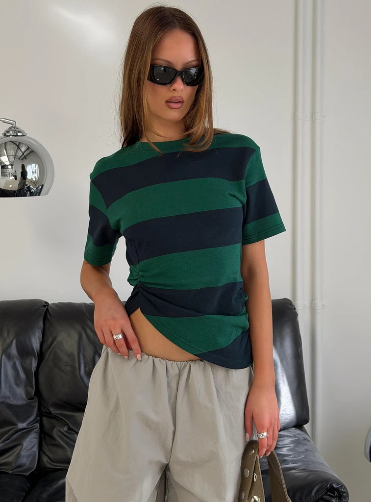 In Transit Tee Green Stripe | Princess Polly US