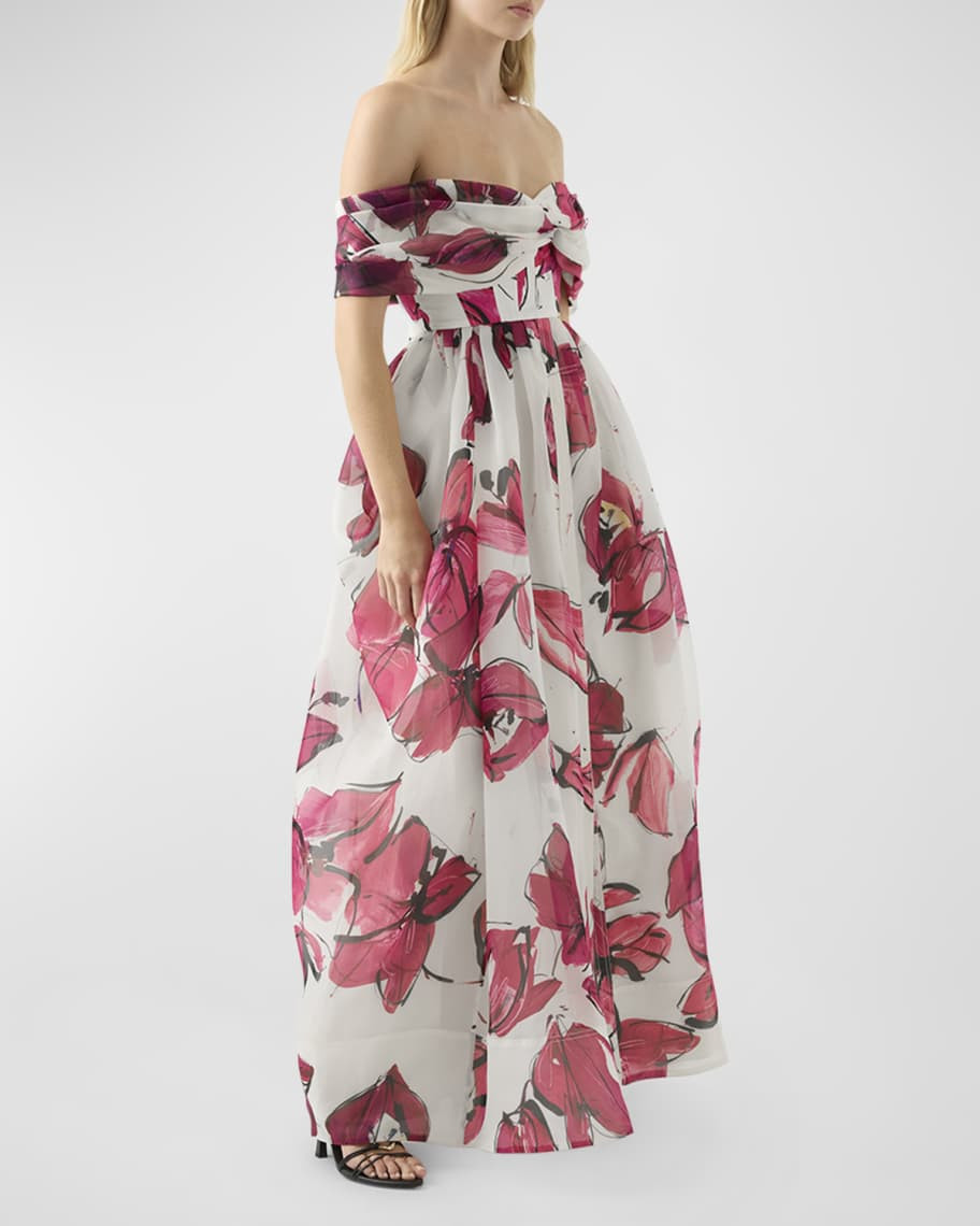 Cordelia Corseted Off-Shoulder Maxi Dress | Neiman Marcus