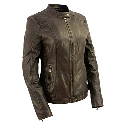 Milwaukee Leather Vintage SFL2813 Women's Brown Leather Moto Style Fashion Jacket - Small | Amazon (US)