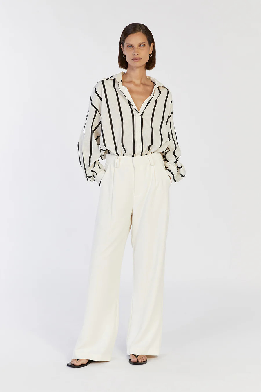 ELLIOTT CREAM SLEEVED LINEN SHIRT | DISSH