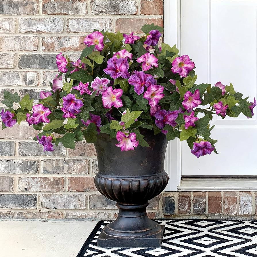 2PCS Artificial Petunia Flowers for Outdoors, Fake Flowers for Outdoor Planters UV Resistant Faux... | Amazon (US)