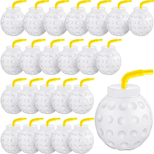 24 Pieces 12 oz Golf Ball Cups with Straws and Lids Ball Shape Cups Golf Party Decorations Plastic Reusable Golf Cup 12 oz Golf Drinking Cup for Sports Birthday Competition Golf Party Supplies | Amazon (US)
