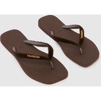 Havaianas Slim Square Logo Metallic Sandals in Brown, Size: 5 (EU 39) | Schuh