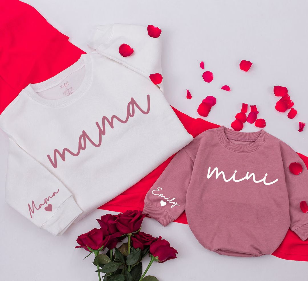 Personalized Mama And Mini Sweatshirt, Mom And Baby Matching Family Shirt, Daughter Kid Sweatshir... | Etsy (US)