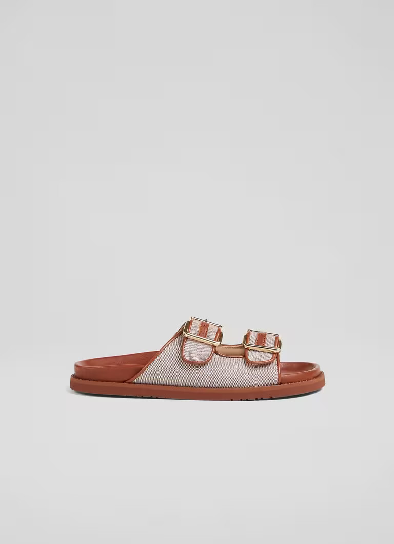 Ionna Leather And Cotton Footbed Flat Sandals | L.K. Bennett (UK)