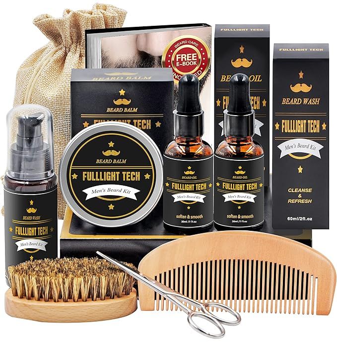 Beard Kit for Men Grooming & Care W/Beard Wash/Shampoo,2 Packs Beard Growth Oil,Beard Balm Leave-... | Amazon (US)