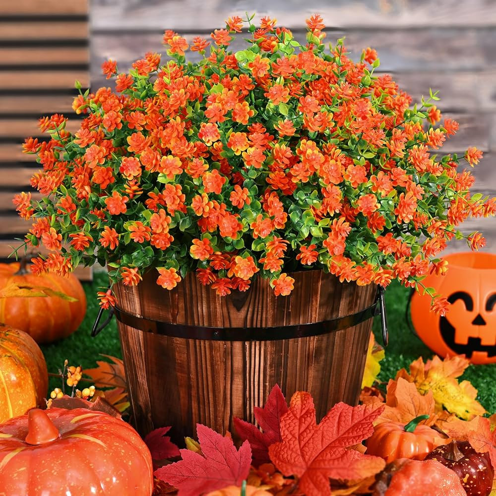 Fall Decor, Fake Mums, 12 Bundles Fall Flowers, UV Resistant Artificial Mums for Outdoors, Faux M... | Amazon (US)