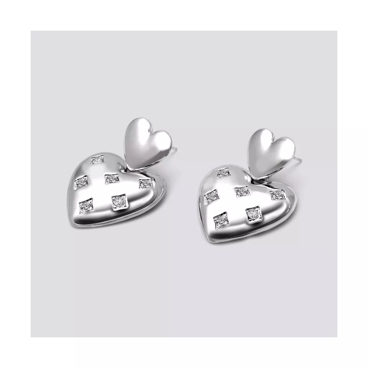 Double Heart Drop Earring with Crystals - Wild Fable™ Silver | Target