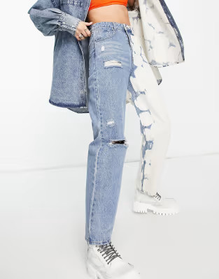 Signature 8 two tone ripped wide leg jean in bleach wash | ASOS (Global)