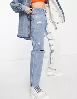 Signature 8 two tone ripped wide leg jean in bleach wash | ASOS (Global)