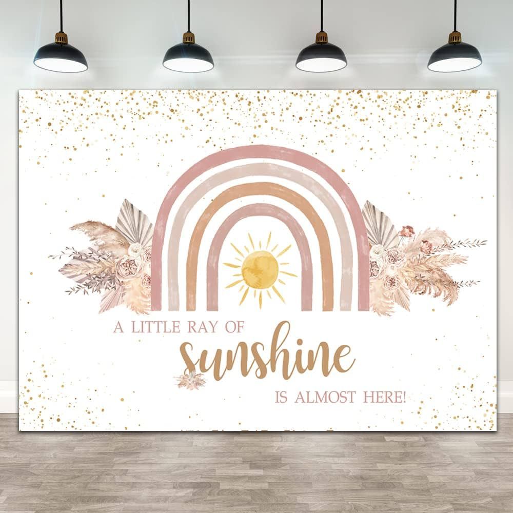 Ticuenicoa 7×5ft Boho Rainbow Baby Shower Backdrop A Little Ray of Sunshine is Almost Here Baby ... | Amazon (US)